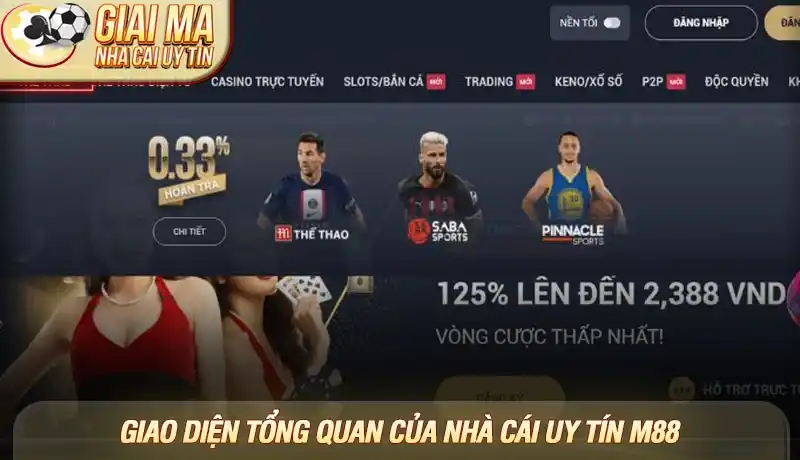Giao diện tổng quan của nhà cái uy tín M88