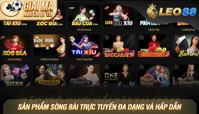 Sản phẩm sòng bài trực tuyến đa dạng và hấp dẫn