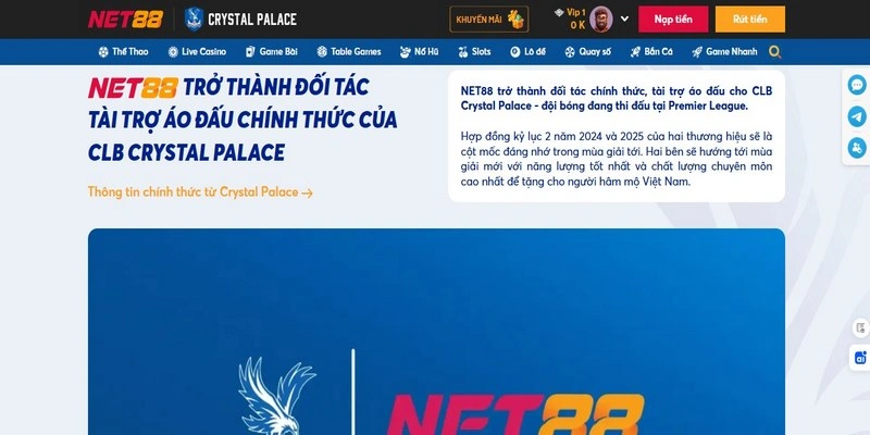 Crystal Palace Vô Địch Fa Và Siêu Cúp Anh Cùng Net88 2 Vai trò của Net88 với thành công của Crystal Palace