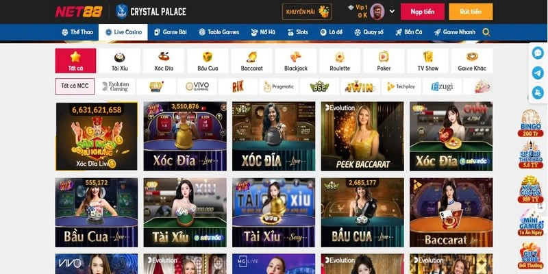 Khám Phá Sảnh Game Hot Net88 - Hitclub, B52, Rik Và Sunwin 1 Giới thiệu hệ thống game Casino tại Net88