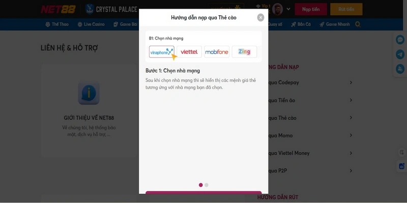 Nạp Tiền Bằng Thẻ Cào Tại Net88, Phí Gạch Cao Nhất Chỉ 14% 2 Quy trình nạp tiền bằng thẻ cào tại Net88