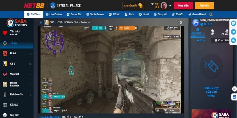 Thông tin cơ bản về sảnh Esports Net88